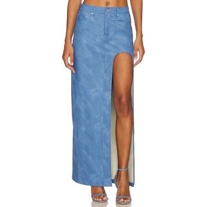 AFRM Bianca Maxi Skirt High Slit Cut Out Mini Long Blue Revolve